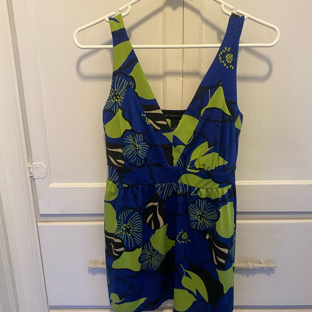 INC International Concepts Vibrant Blue and Green Dress